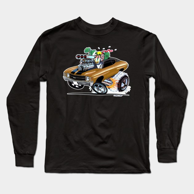 MONSTER MUSCLE 1971 Chevelle Gold Long Sleeve T-Shirt by vincecrain